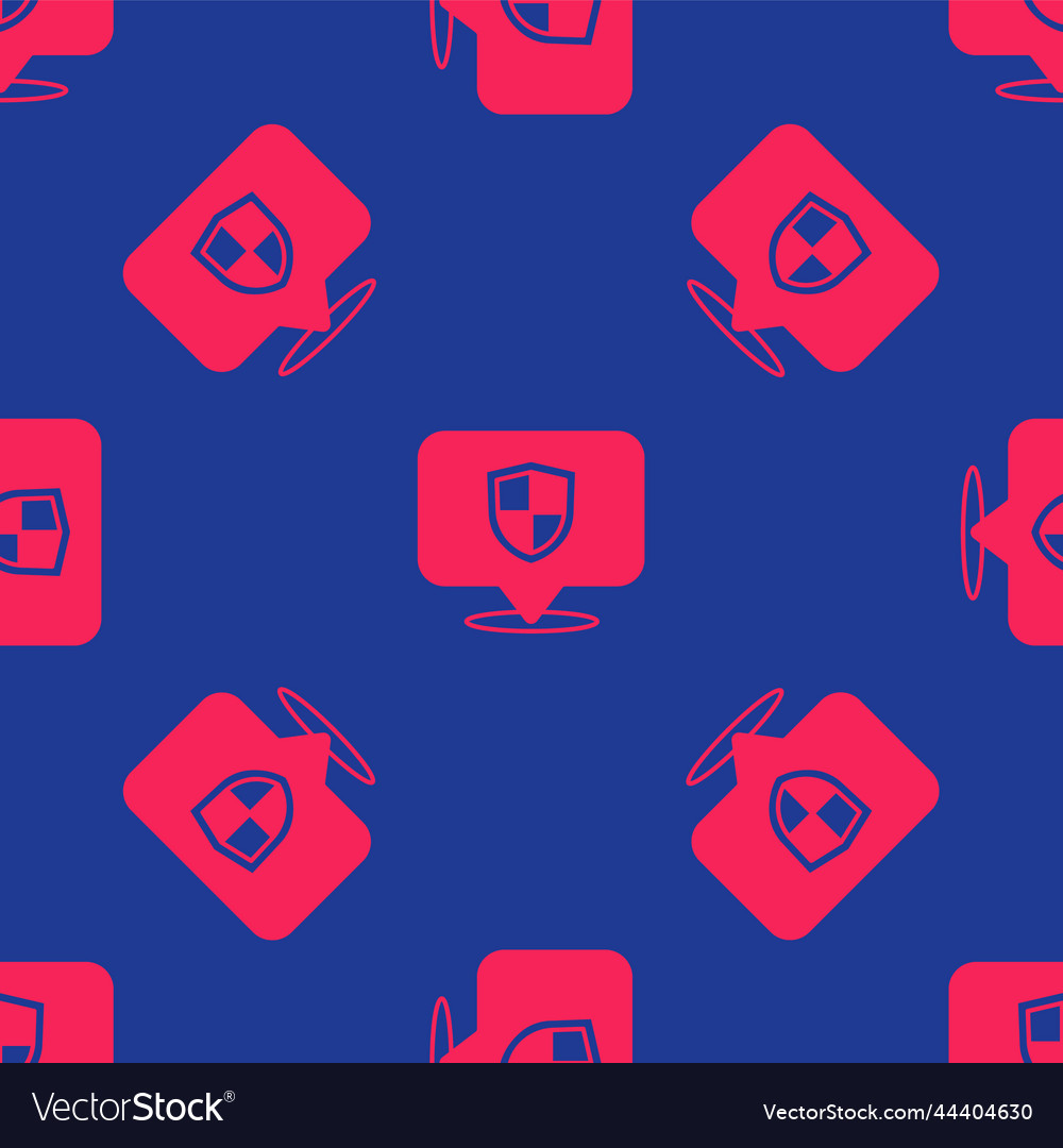 Red location shield icon isolated seamless pattern vector image Red location shield icon isolated seamless pattern
