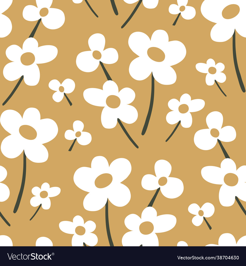 Seamless pattern with abstract white flowers