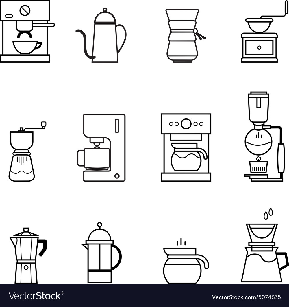 Coffee line icons set