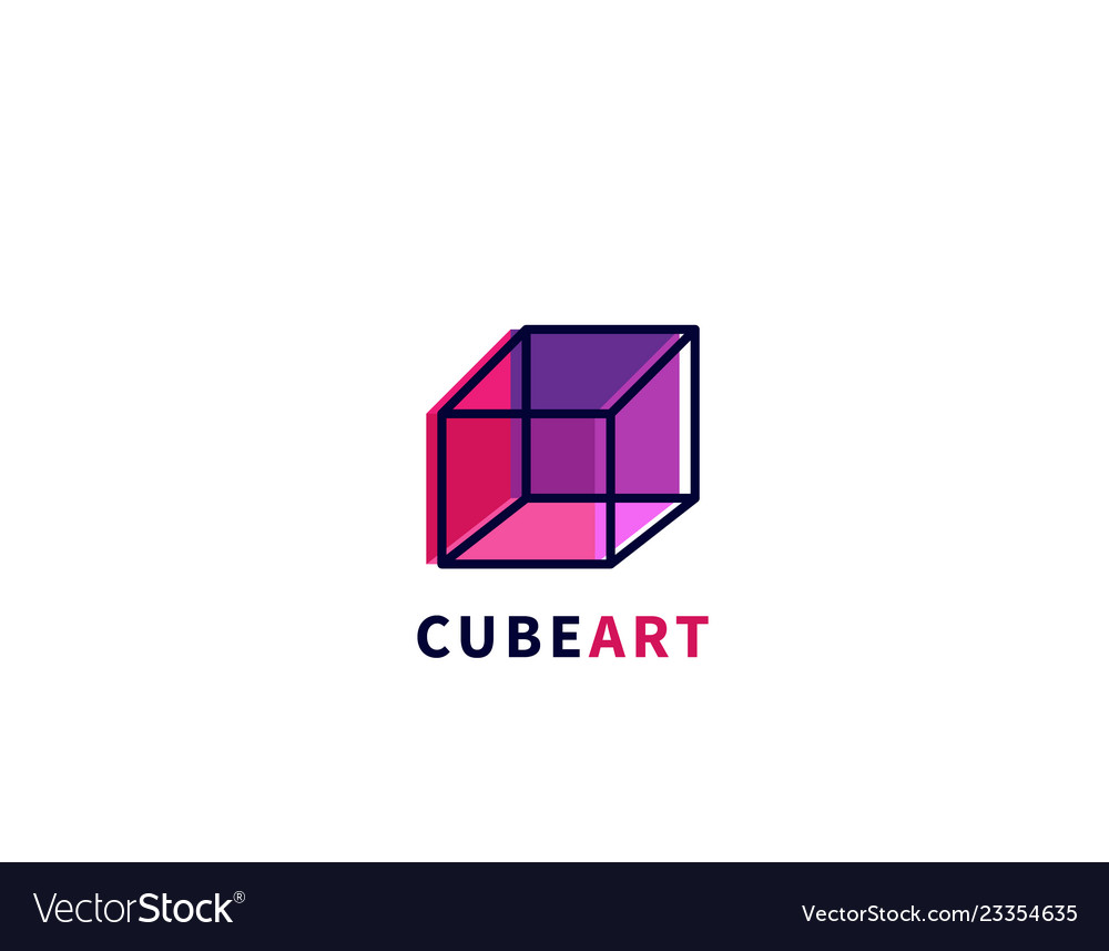 Cube Art Logo Abstract Colored 3d Cube Royalty Free Vector