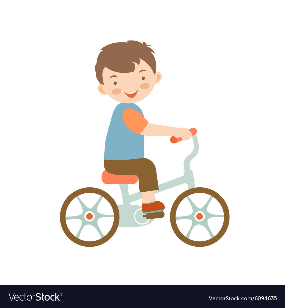 Cute little boy riding a bike Royalty Free Vector Image