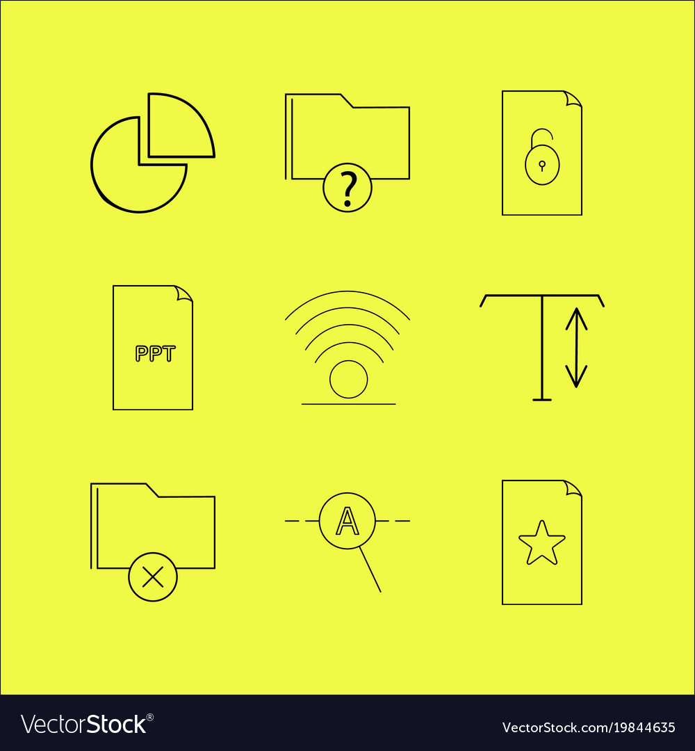Files and folders linear icon set simple outline
