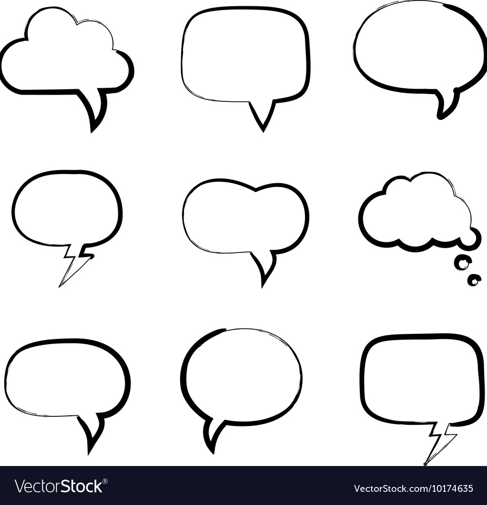Grunge painted hand-drawn speech bubbles