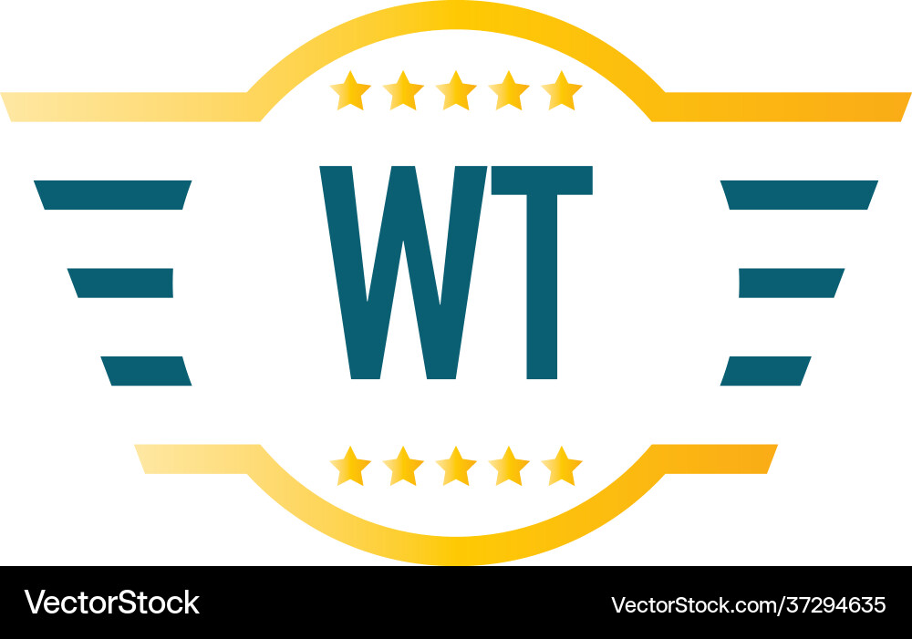 Initial letter wt wing logo design template Vector Image
