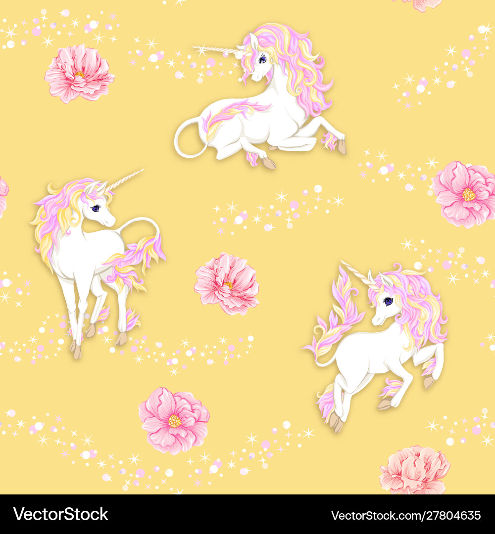 Seamless pattern background with unicorn Vector Image