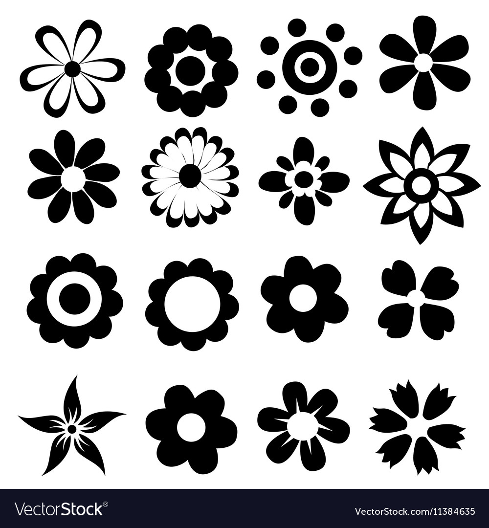 Download Silhouettes of simple flowers Royalty Free Vector Image