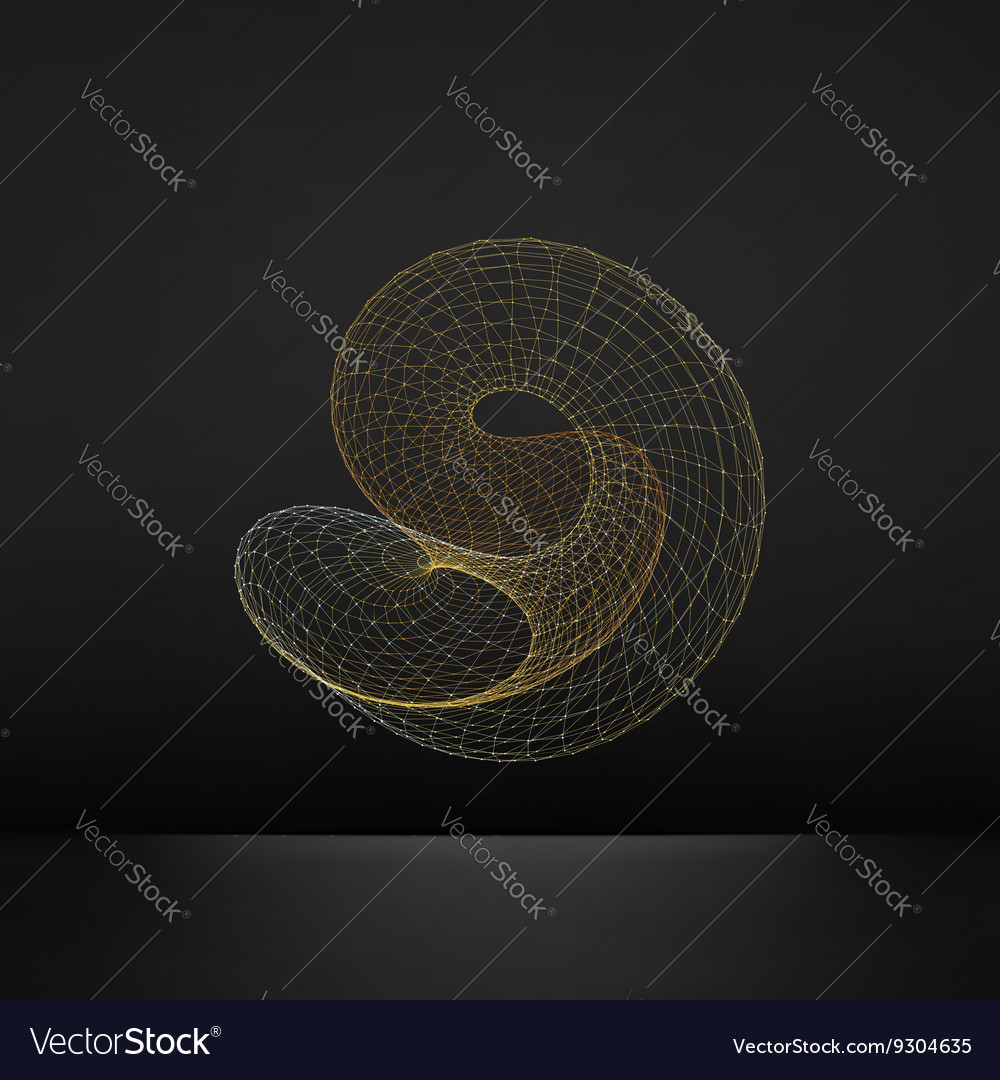 Wireframe object with lines and dots abstract 3d