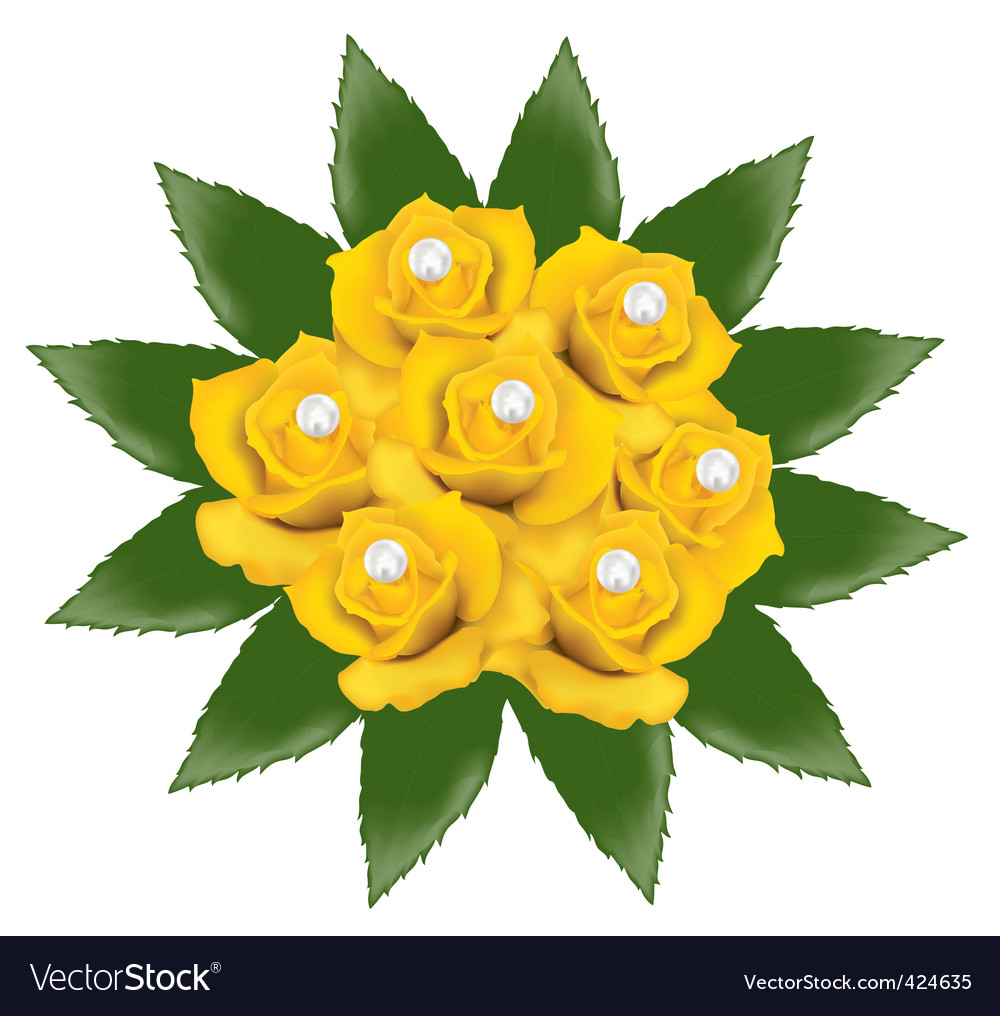 Yellow roses with pearls