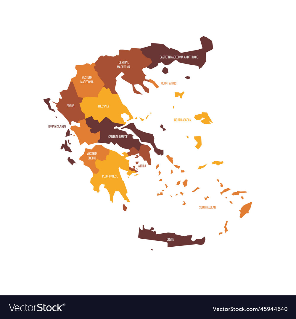 Greece political map of administrative divisions Vector Image