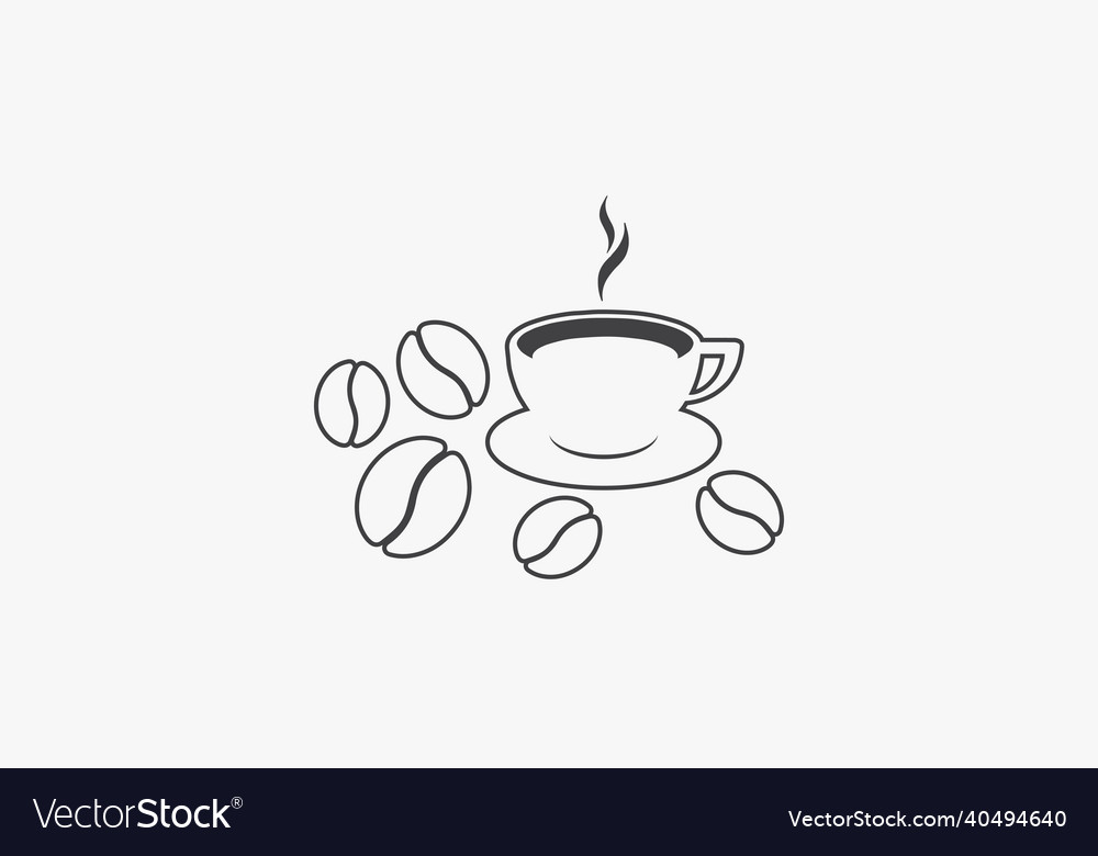 Linie Icon Tasse Kaffeebohnen isoliert auf weiß vector image Linie Icon Tasse Kaffeebohnen isoliert auf weiß