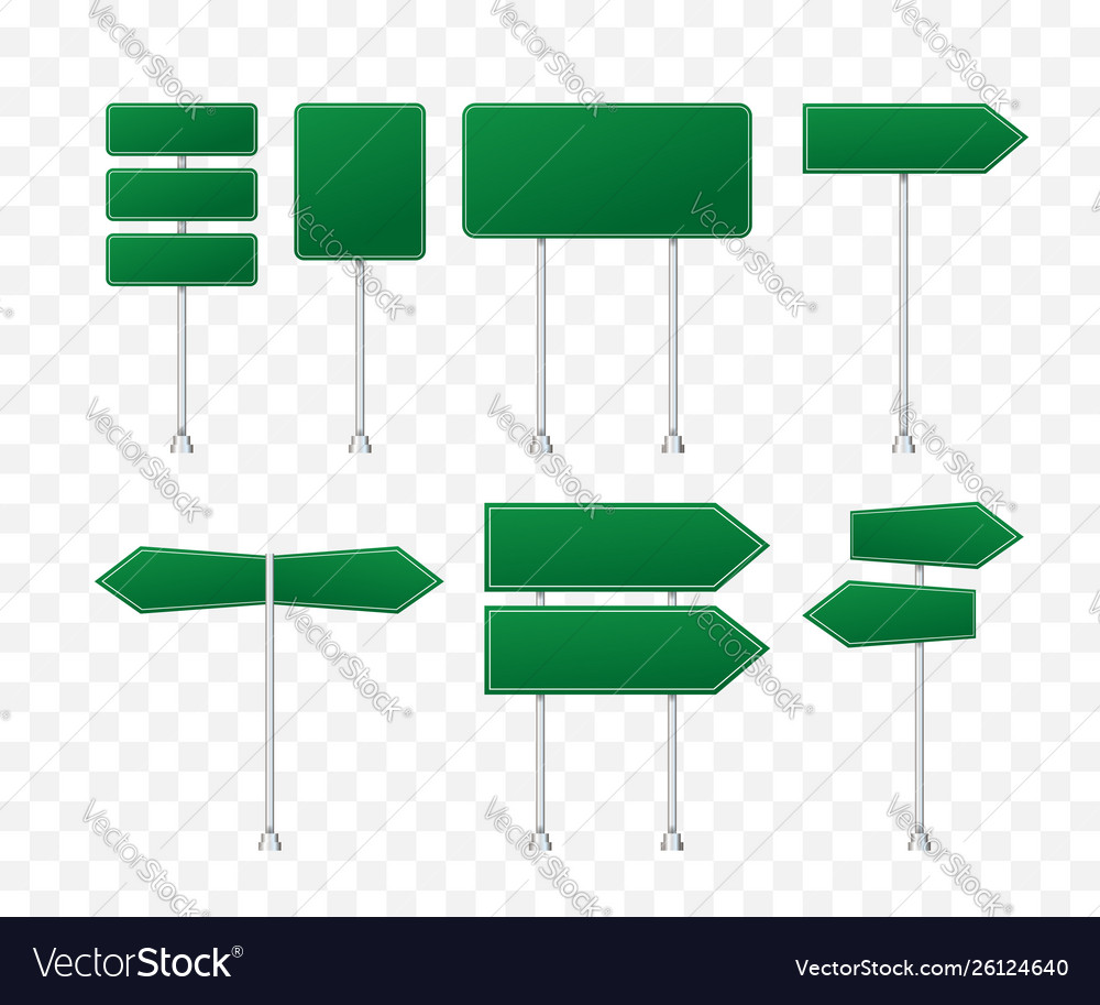 Set road signs isolated on transparent