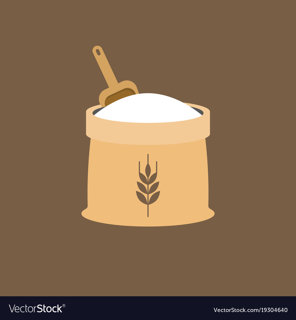 Wheat flour icon with wooden scoop Royalty Free Vector Image