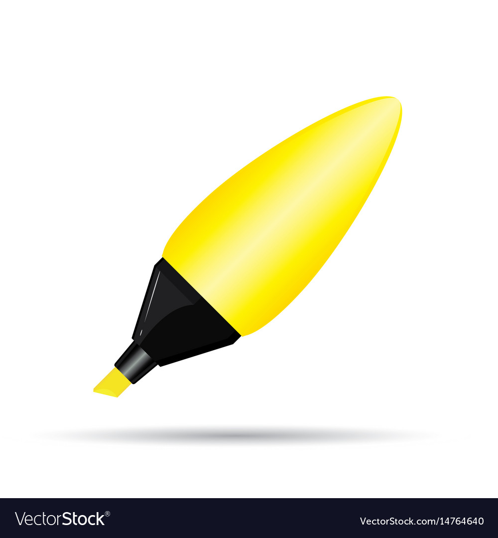 Yellow highlighter pen on white background