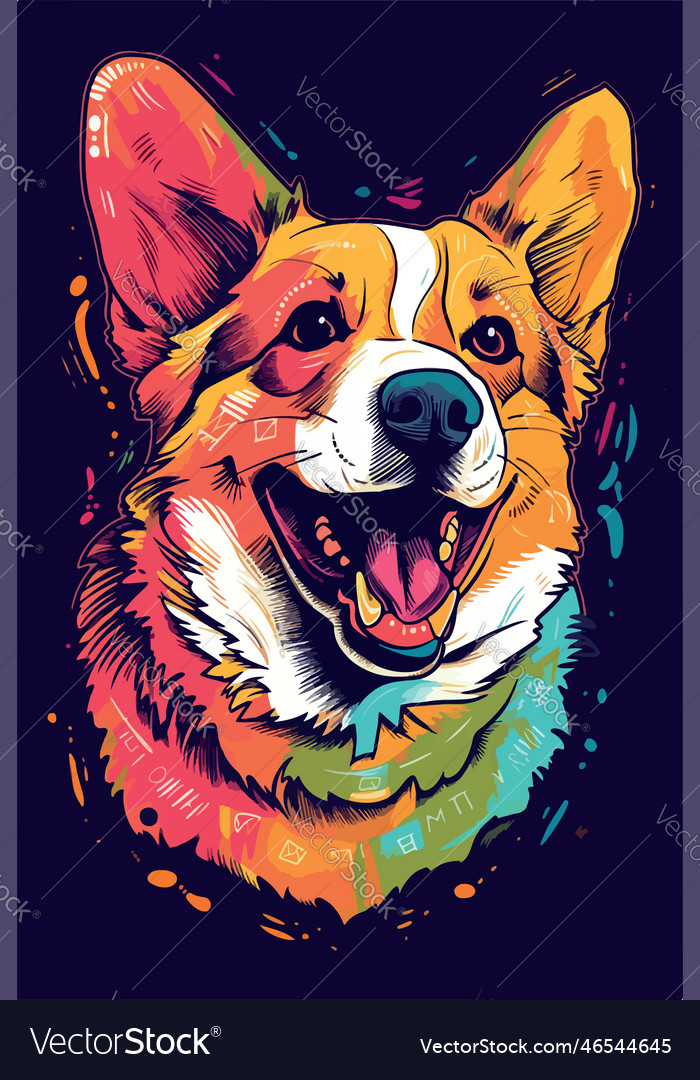 Adorable corgi artwork cartoon design of happy Vector Image