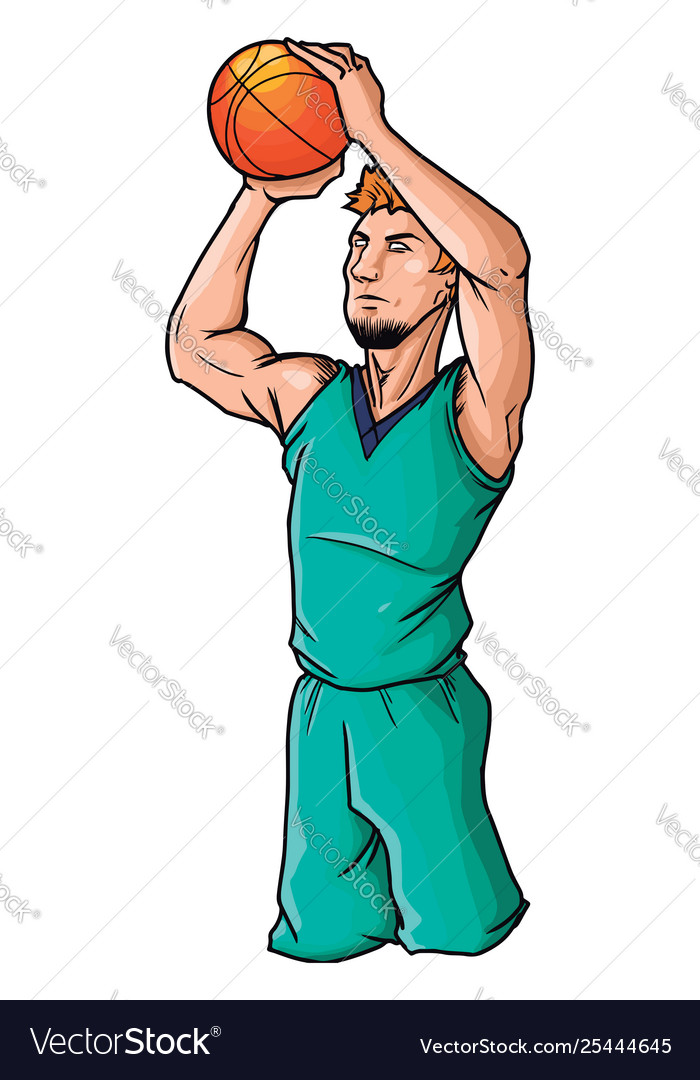 Basketball player is ready to throw ball on Vector Image