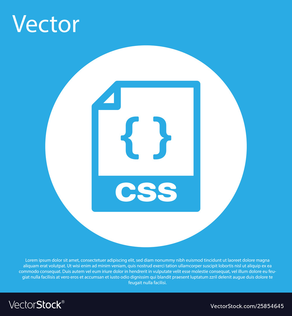 Blue css file document icon download button vector image Blue css file document icon download button