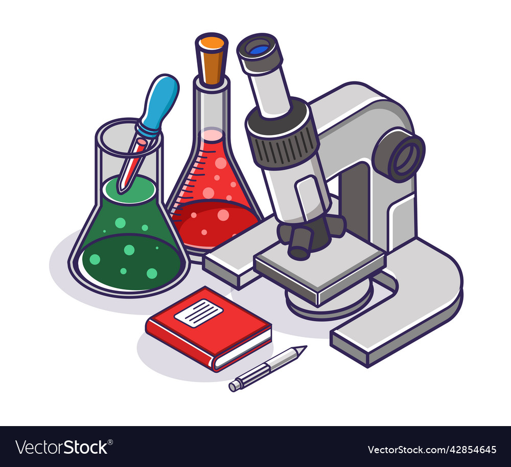 Books And Microscope Tools For Laboratories Vector Image