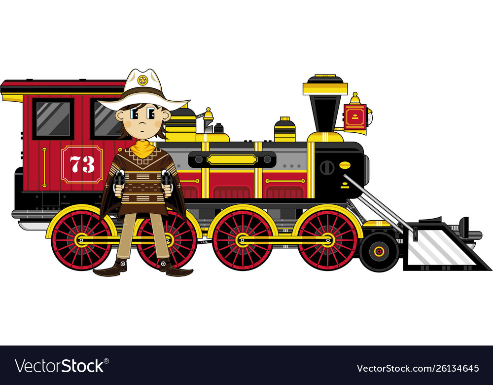Cartoon Cowboy Sheriff und Zug