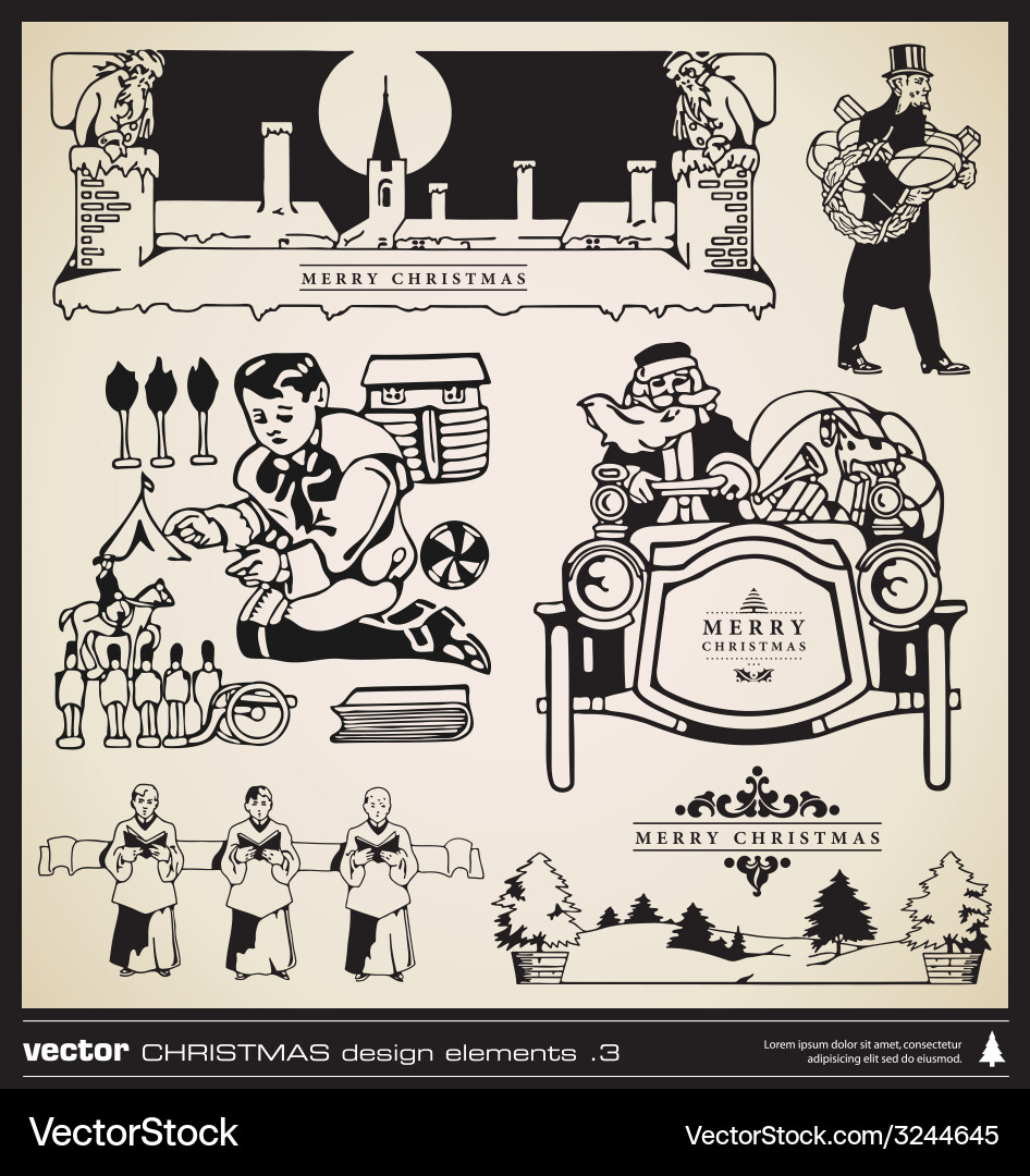 Christmas decorative design elements Royalty Free Vector