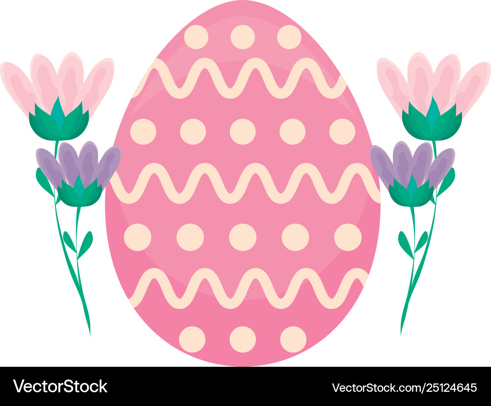 Decorated egg easter with flowers Royalty Free Vector Image