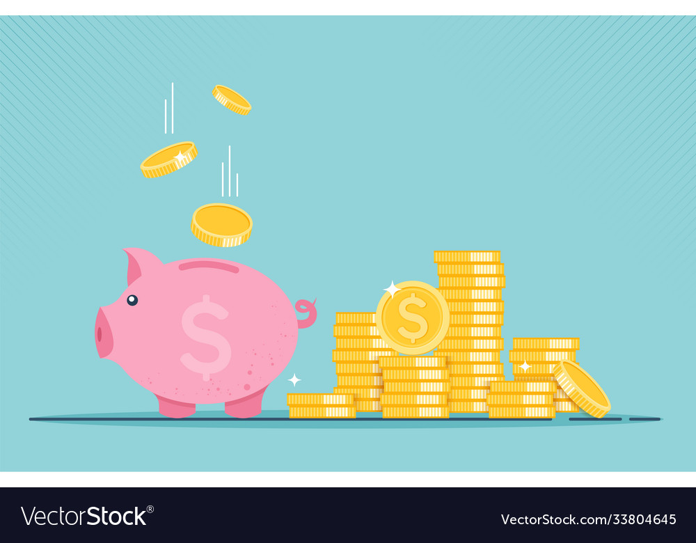 Piggy Bank mit Münzen Ikone Finanzwachstum vector image Piggy Bank mit Münzen Ikone Finanzwachstum