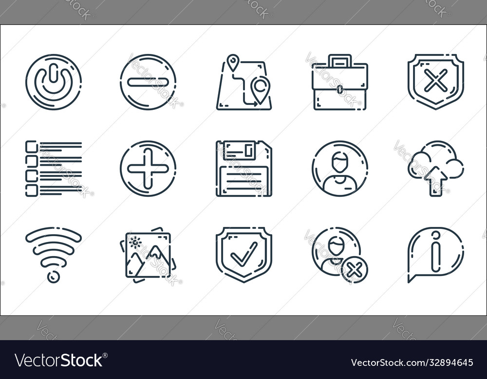 User interface line icons linear set quality vector image User interface line icons linear set quality