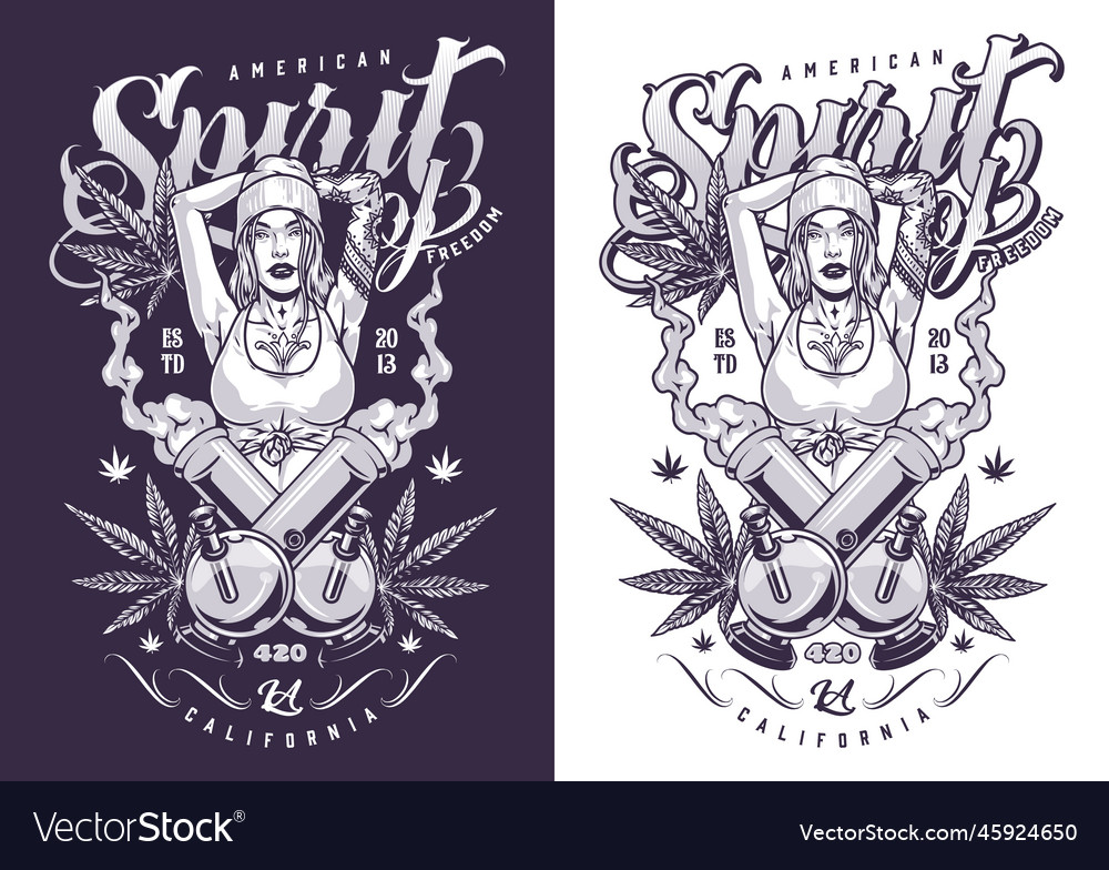 American Cannabis Spirit Monochrome Flyer Vector Image