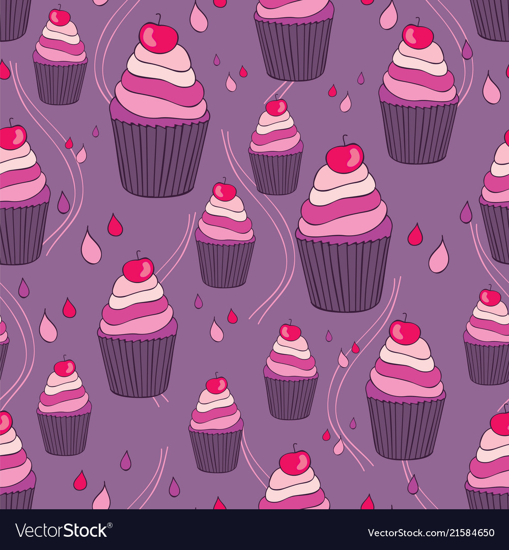 Beautiful yummy cupcake seamless background