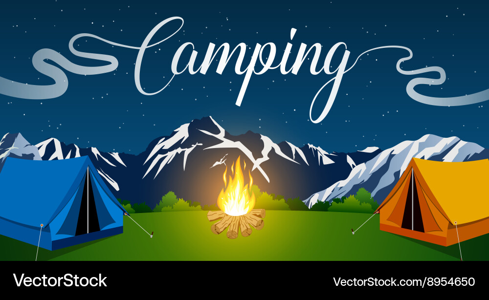 Flat camping Royalty Free Vector Image - VectorStock