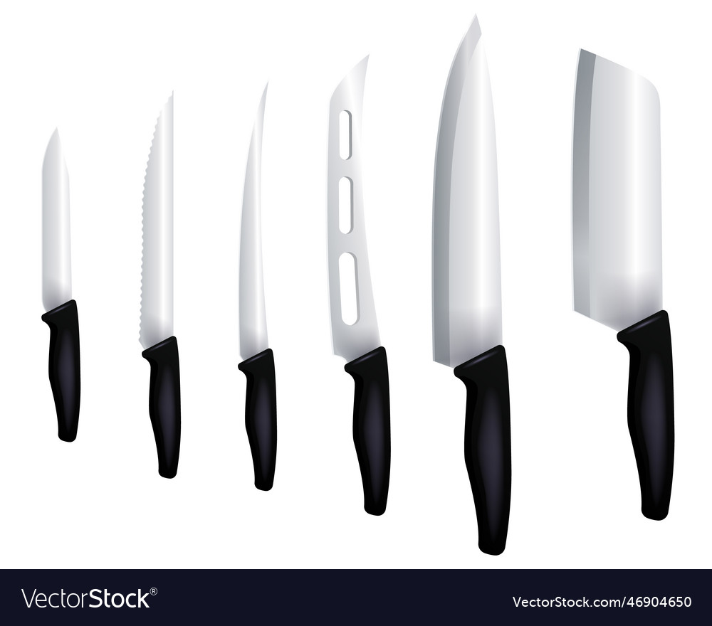 Knives collection realistic Royalty Free Vector Image