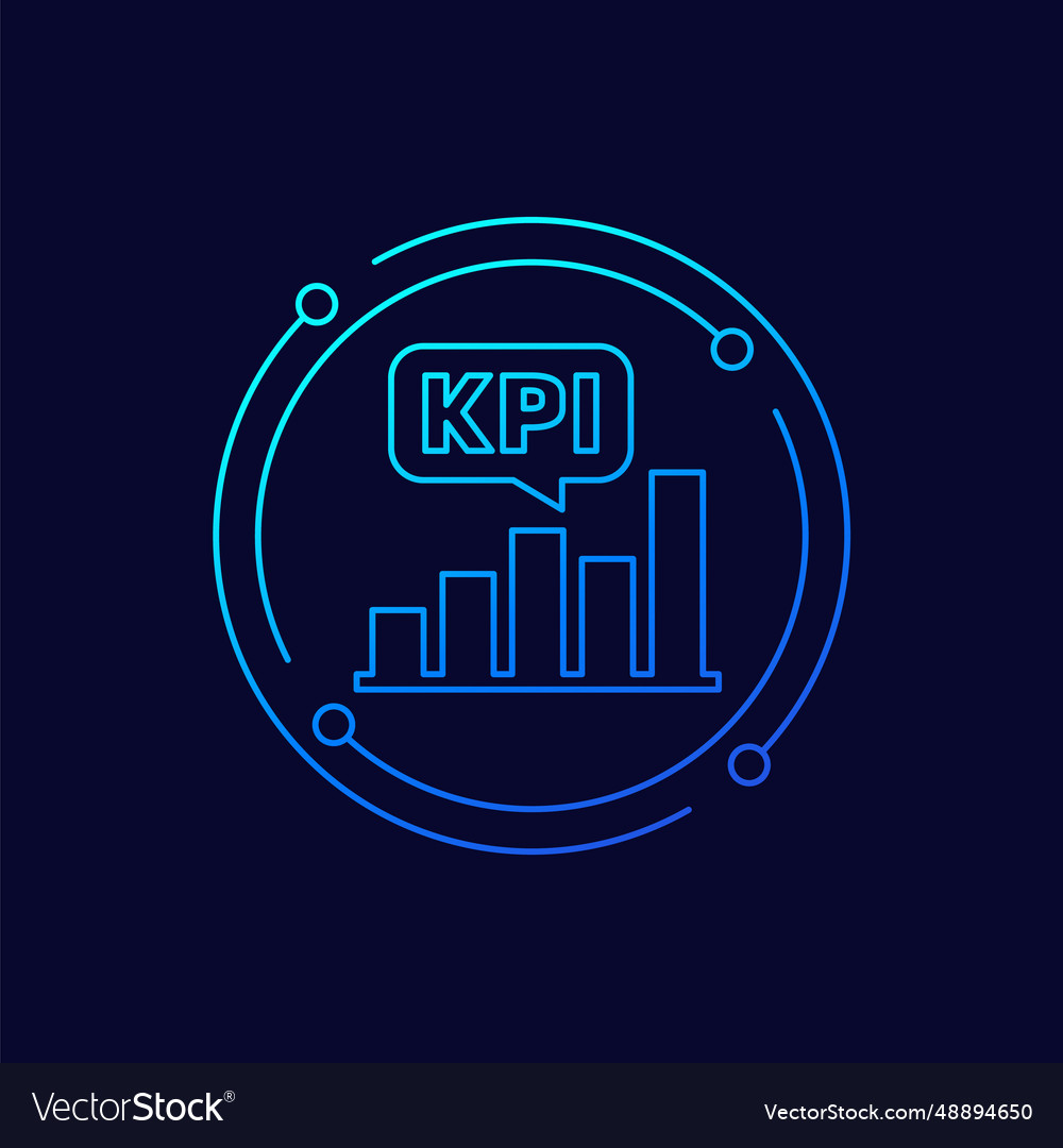 Kpi icon with a graph linear design Royalty Free Vector