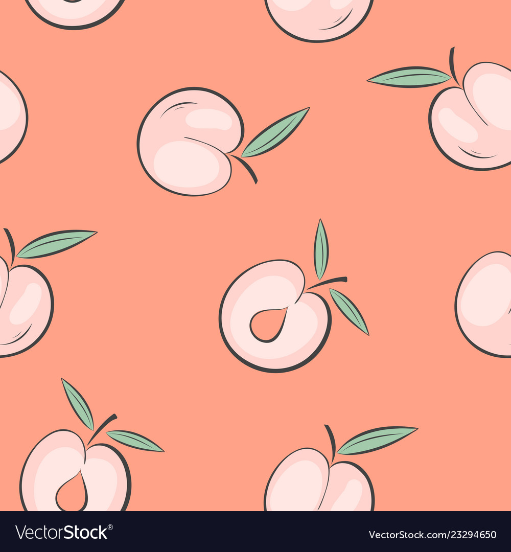 Seamless pattern graphic peaches on a pink