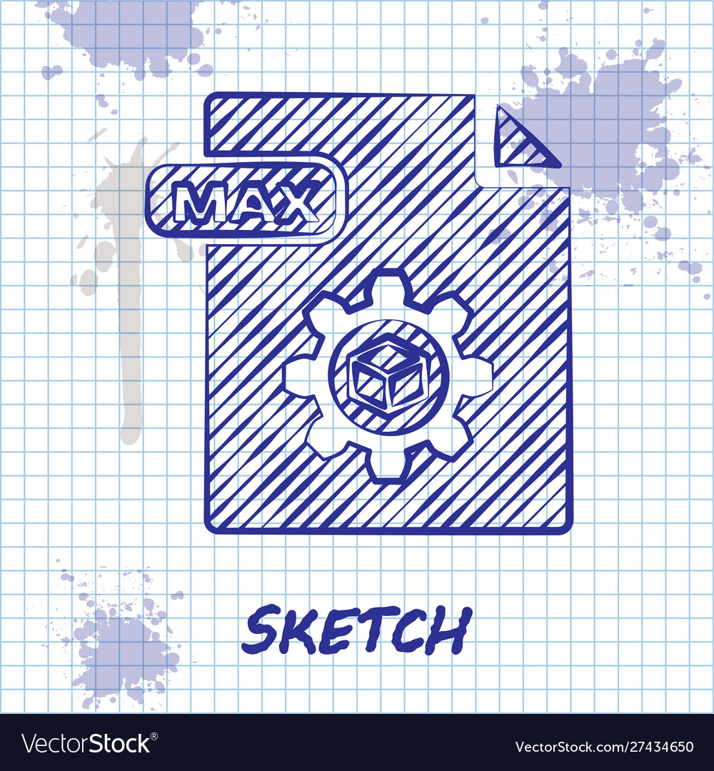 Sketch line max file document download button vector image Sketch line max file document download button