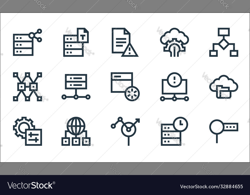 Big data line icons linear set quality vector image Big data line icons linear set quality
