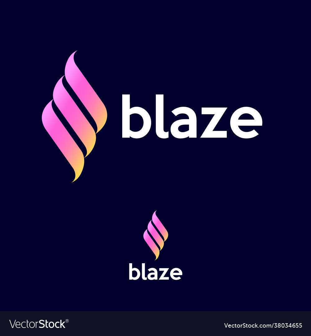 Blaze symbol pink-yellow fire icon abstract sign Vector Image