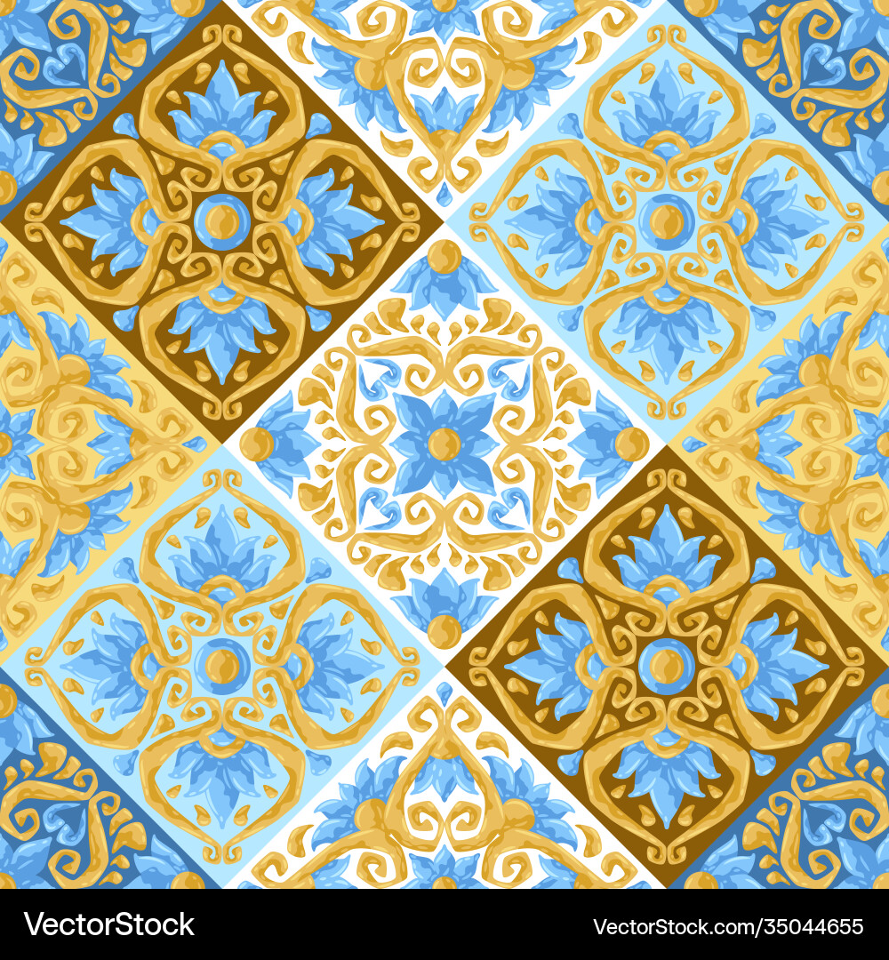 Ceramic tile pattern with flowers Royalty Free Vector Image