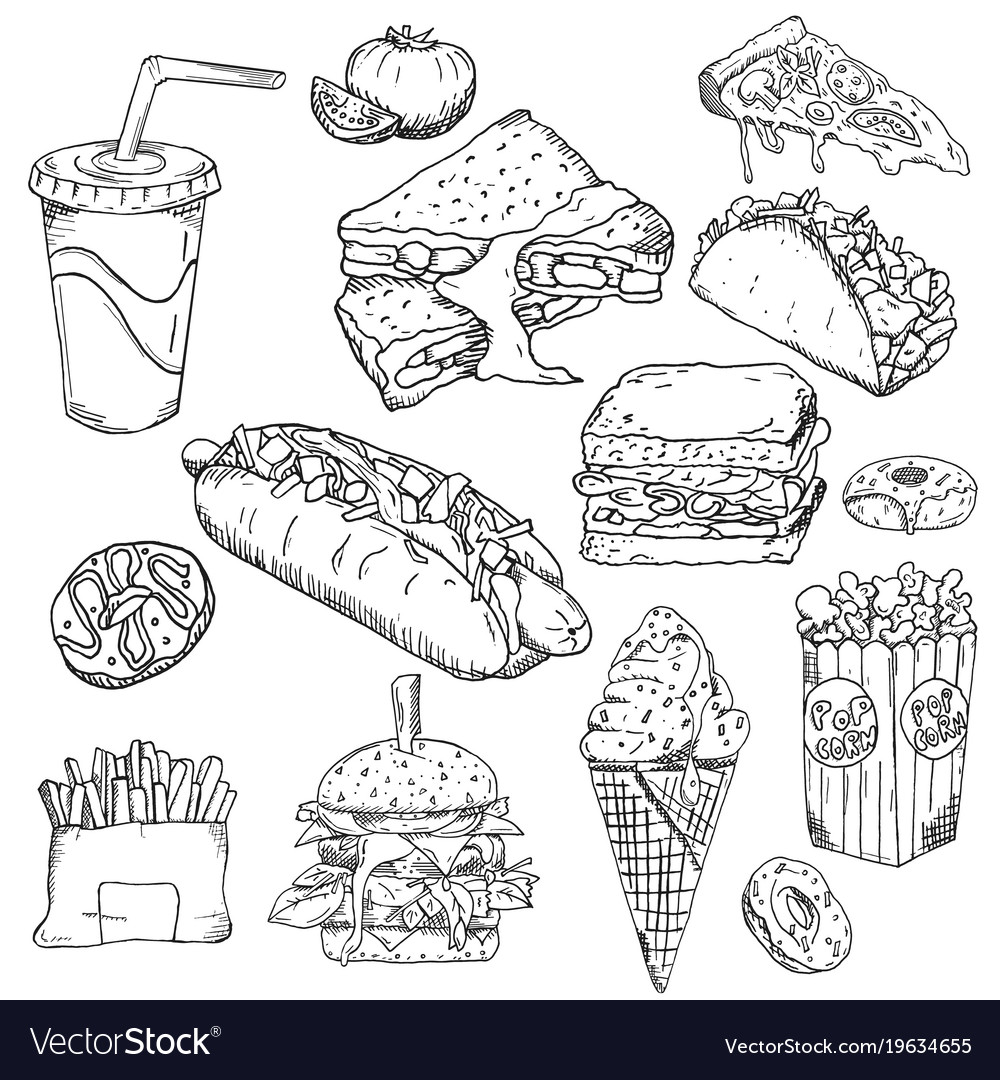 Fast food background snack collection junk