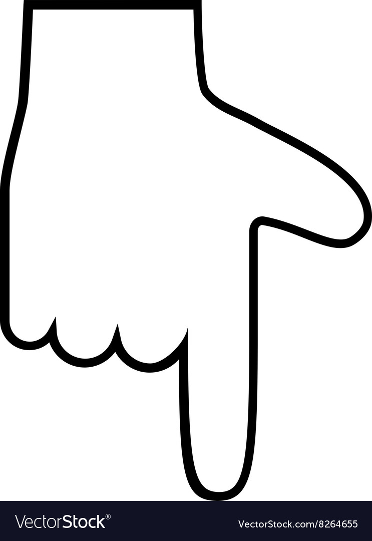 Hand pointer down outline icon