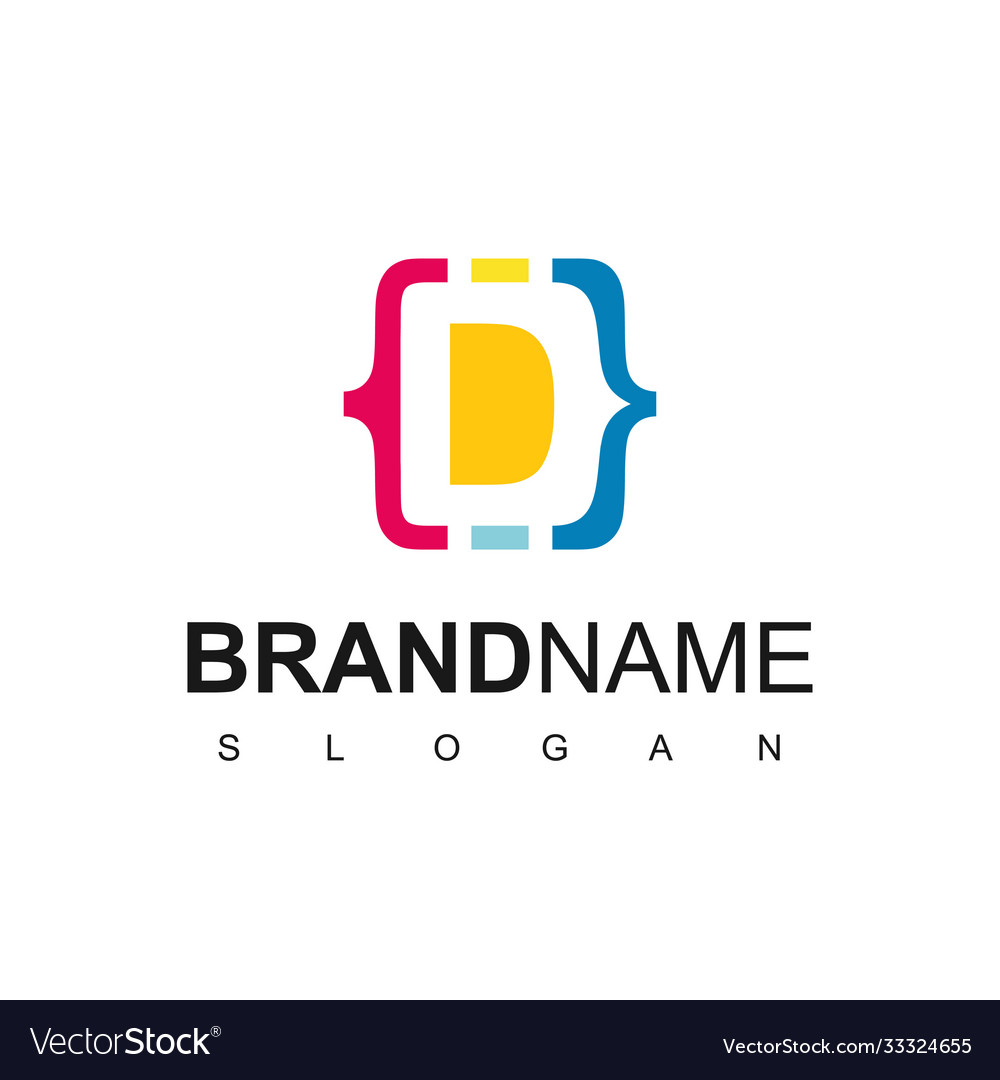 Letter d programming code logo