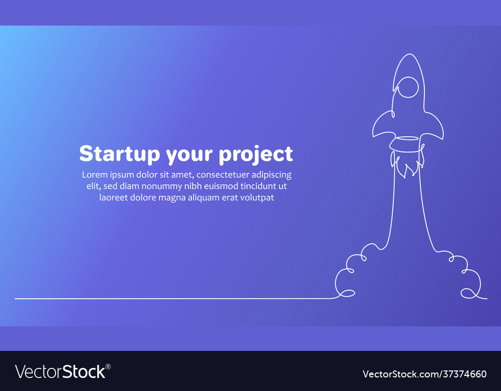 Business project start up concept with rocket ship