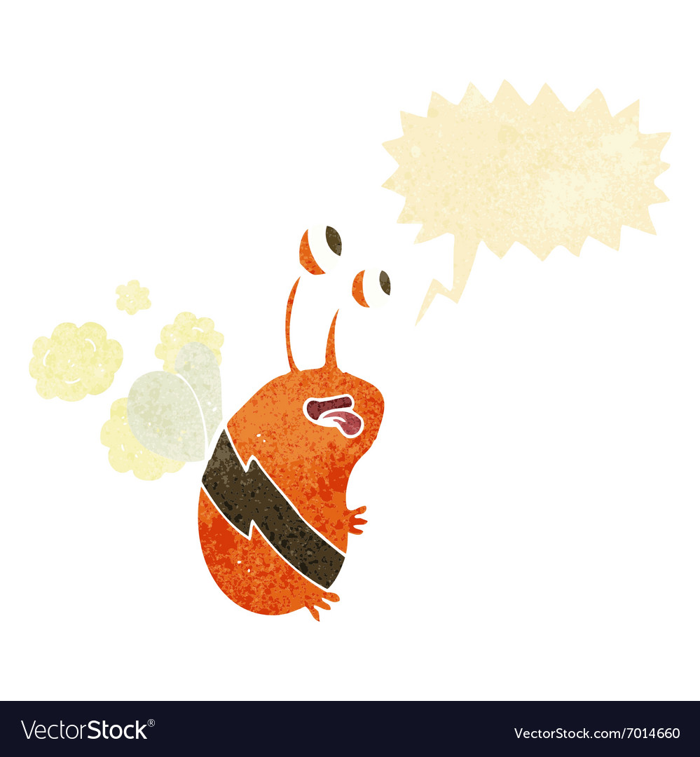 Cartoon funny bee with speech bubble