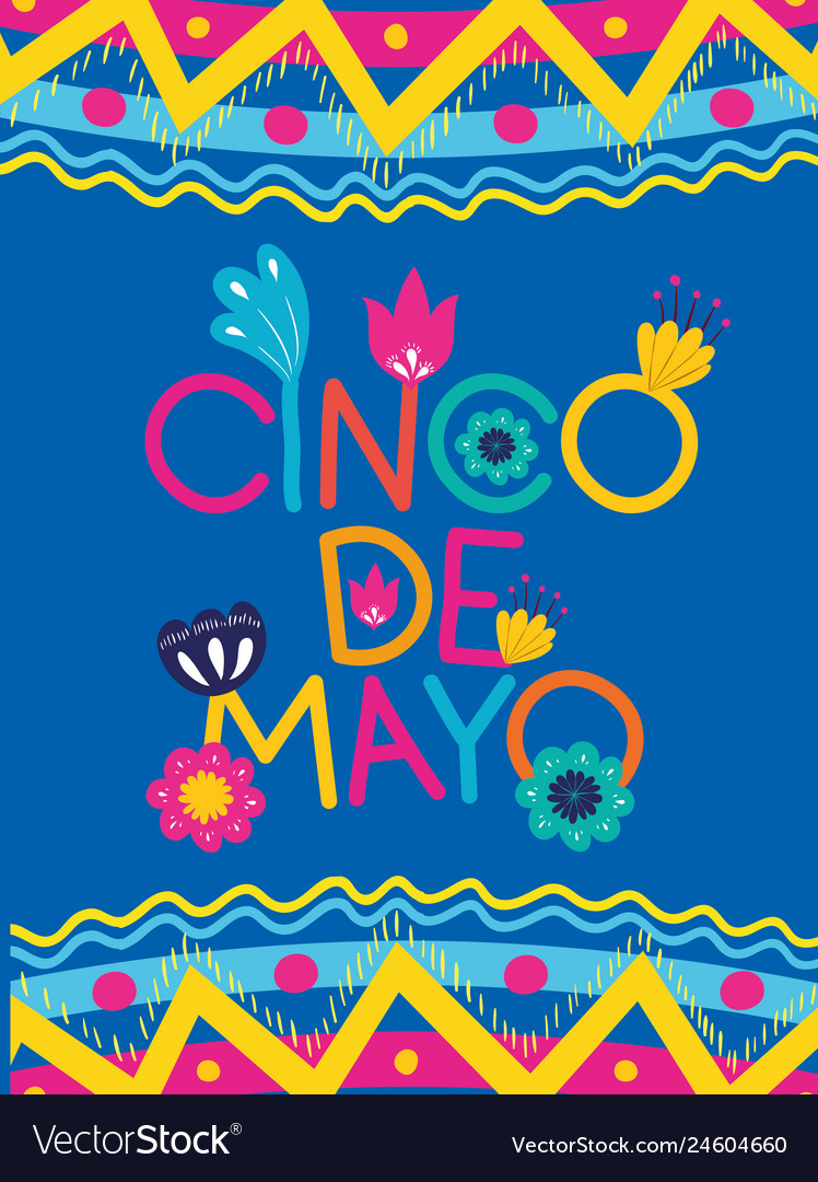 Cinco de mayo card with floral and texture frame Vector Image