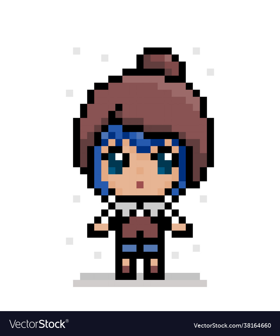 Cute anime girl pixel image for game assets Vector Image