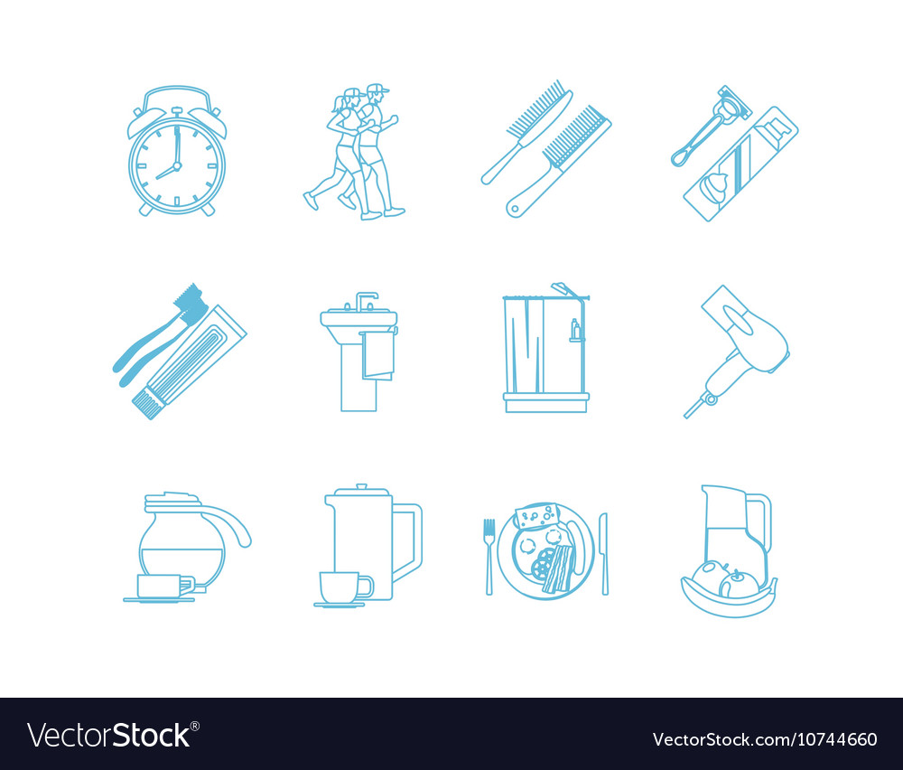 Good morning time line art icons