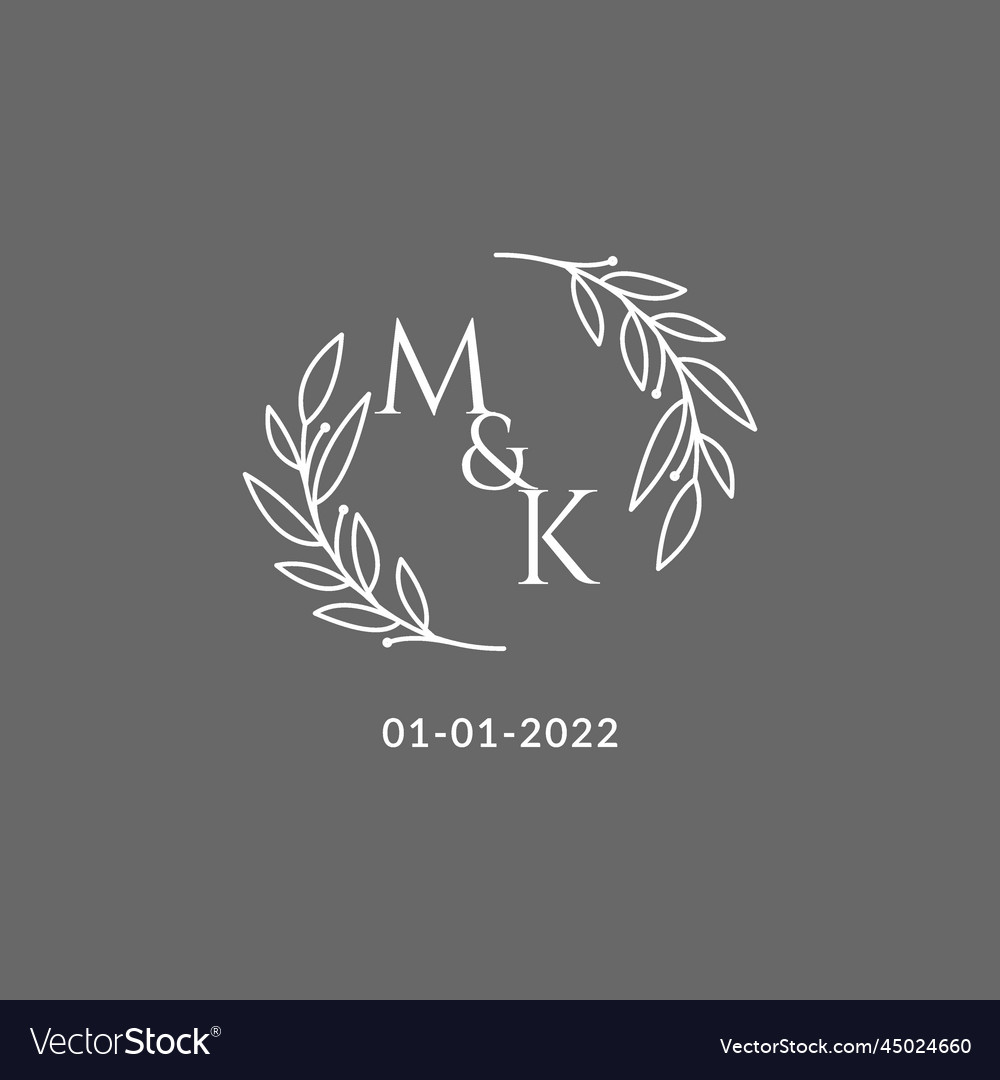 Initial letter mk monogram wedding logo Royalty Free Vector