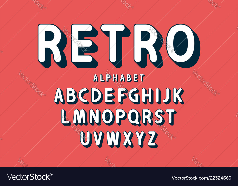 Retro bold font and alphabet rounded letters Vector Image