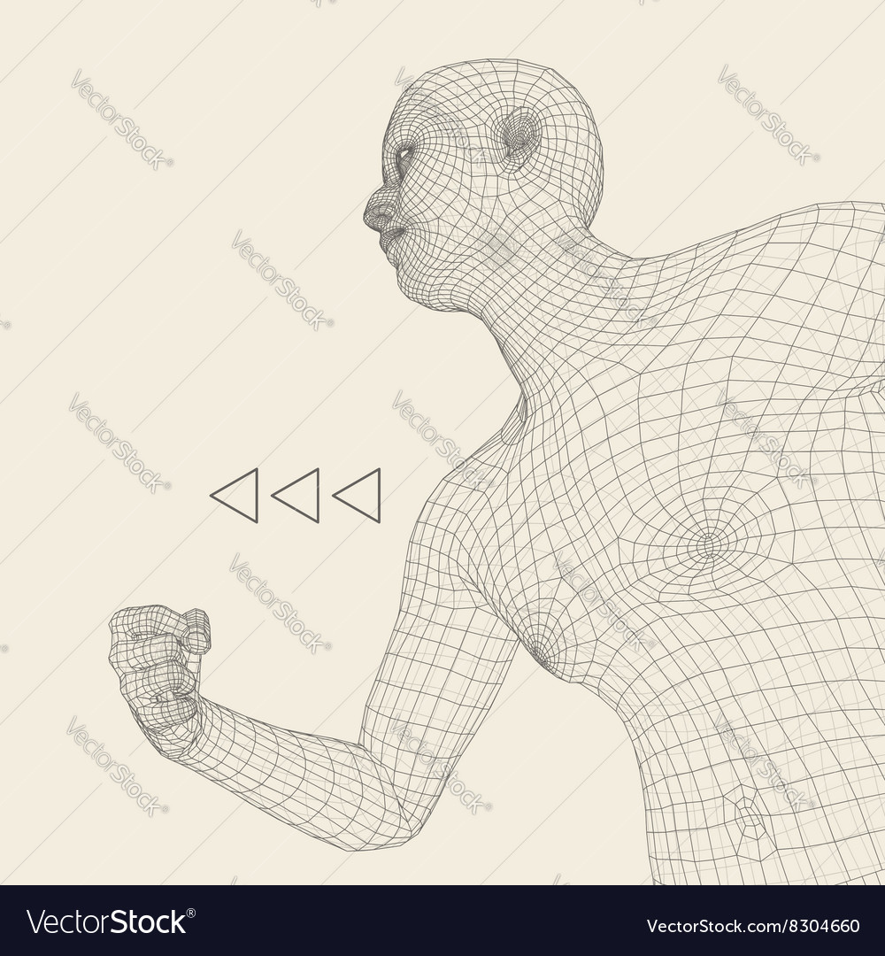 Running man polygonal design 3d model