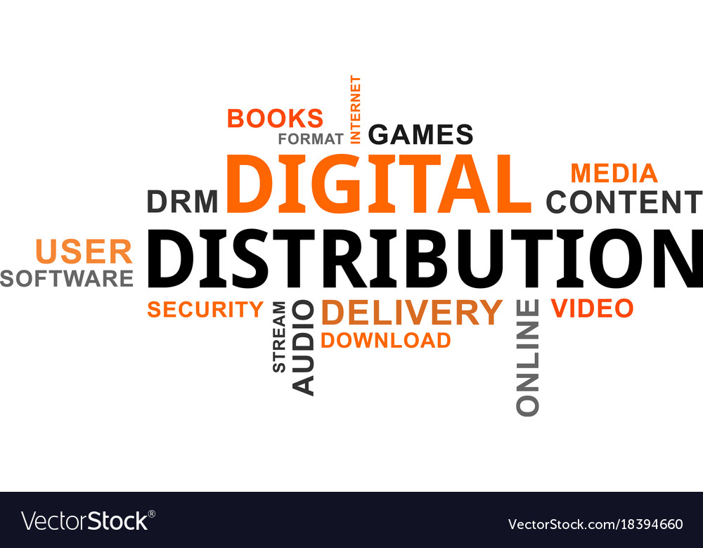 Word cloud digital distribution Royalty Free Vector Image
