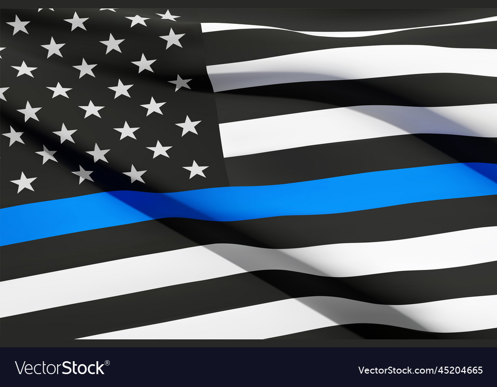 American flag with police blue line Royalty Free Vector