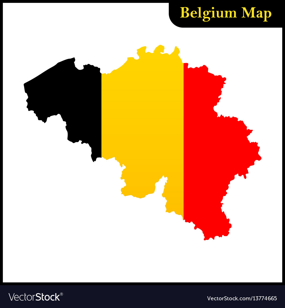 Detailed map of the belgium with national flag Vector Image